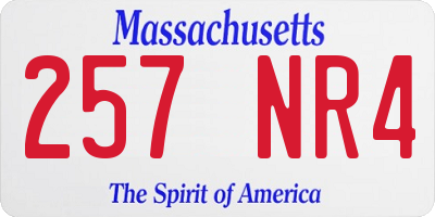 MA license plate 257NR4