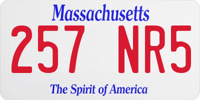 MA license plate 257NR5