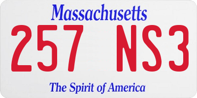 MA license plate 257NS3
