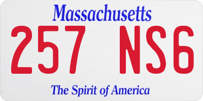 MA license plate 257NS6