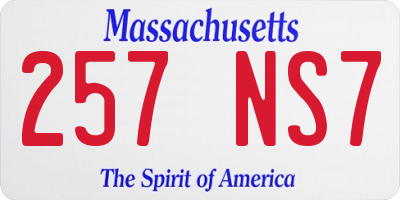 MA license plate 257NS7