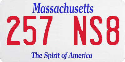 MA license plate 257NS8