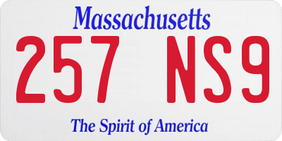 MA license plate 257NS9