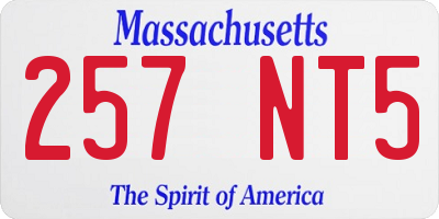 MA license plate 257NT5