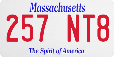 MA license plate 257NT8