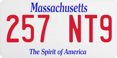 MA license plate 257NT9