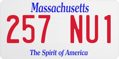MA license plate 257NU1