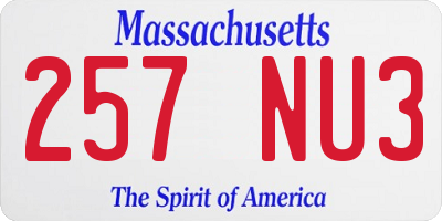 MA license plate 257NU3