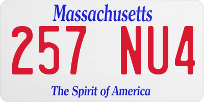 MA license plate 257NU4