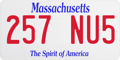 MA license plate 257NU5