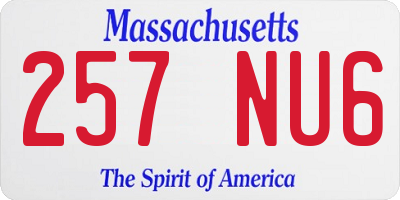 MA license plate 257NU6