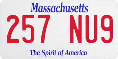 MA license plate 257NU9