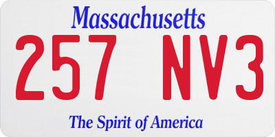 MA license plate 257NV3