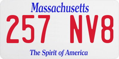 MA license plate 257NV8