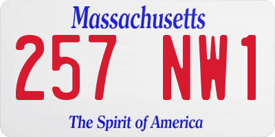 MA license plate 257NW1