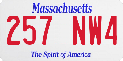 MA license plate 257NW4