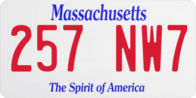 MA license plate 257NW7