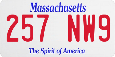 MA license plate 257NW9