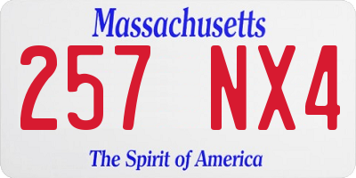 MA license plate 257NX4