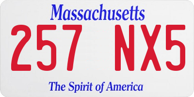 MA license plate 257NX5