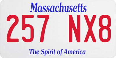 MA license plate 257NX8