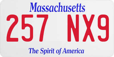 MA license plate 257NX9