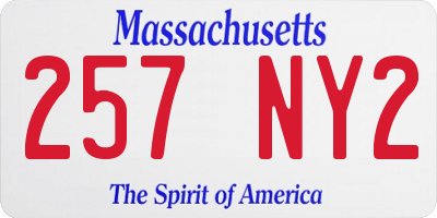 MA license plate 257NY2