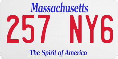 MA license plate 257NY6