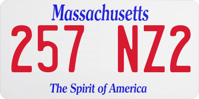 MA license plate 257NZ2