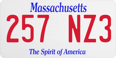 MA license plate 257NZ3