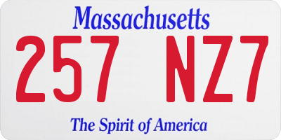 MA license plate 257NZ7