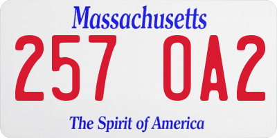 MA license plate 257OA2