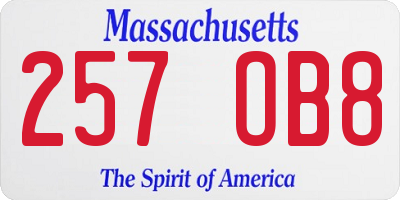 MA license plate 257OB8