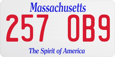 MA license plate 257OB9