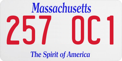 MA license plate 257OC1