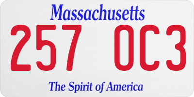 MA license plate 257OC3