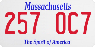 MA license plate 257OC7