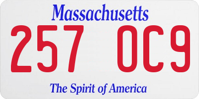 MA license plate 257OC9