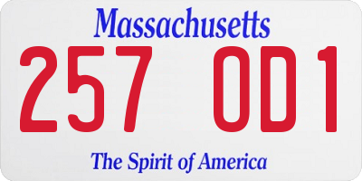 MA license plate 257OD1