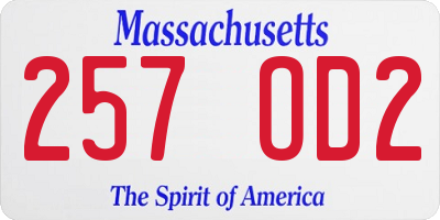 MA license plate 257OD2