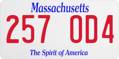 MA license plate 257OD4