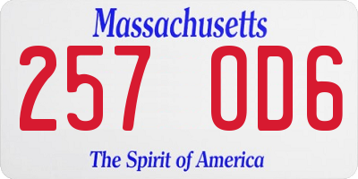 MA license plate 257OD6