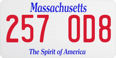 MA license plate 257OD8