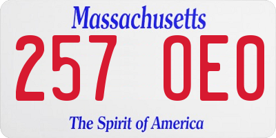 MA license plate 257OE0