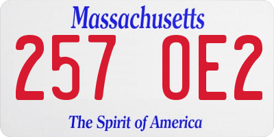 MA license plate 257OE2