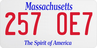 MA license plate 257OE7