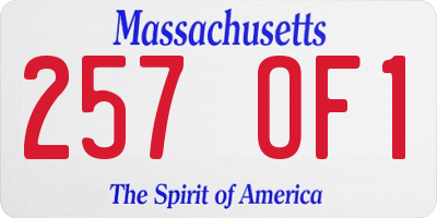 MA license plate 257OF1