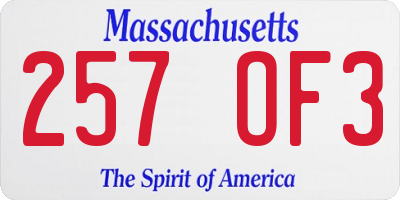 MA license plate 257OF3