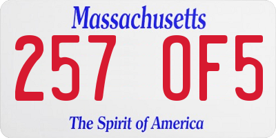 MA license plate 257OF5