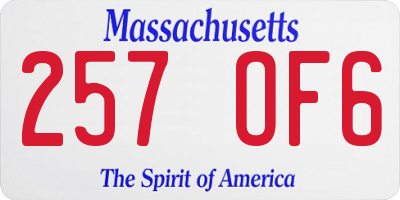 MA license plate 257OF6